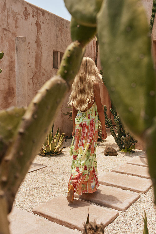 El Jardin Print Cross-Back Maxi Anita Dress