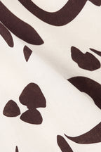 Cream Floral Fleur Lines Print V Neck Mini Amaya Dress