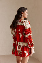 Red Palma Vista Ruched Mini Esperenza Dress