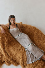 Tan Crochet Knit A Line Maxi Aliana Dress