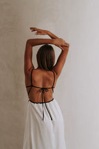 White Strappy Binding Maxi Magnolia Dress
