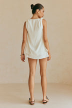 White Silky Layered Mini Laven Dress
