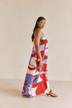 Valley Red Print Strappy Tiered Maxi Aitana Dress