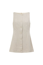 Beige and Black Pinstripe Button Mini Graylee Dress