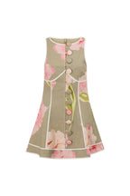 Fiori Green Floral Print Button Mini Amora Dress