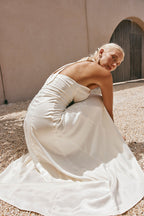 Cream Pleated Halter Maxi Blaire Skirt