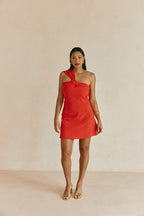 Red One Shoulder Mini Dimmi Dress