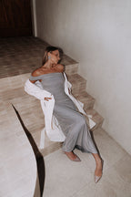 Grey Off Shoulder Maxi Danika Dress