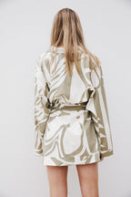 Palm Green Long Sleeve Mini Shirt Adele Dress