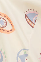 Cream Matia Print V Neck Maxi Serene Dress