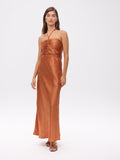 OPHELIA MARBLE - Vestido jacquard satinado anudado al cuello midi, perfecto para invitadas de boda y fiesta spring summer. MIOH es la marca española de vestidos de fiesta para invitadas de boda más de moda en España