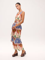 TITANIA IKAT - Conjunto Ikat multicolor, perfecto para invitadas de boda y fiesta spring summer. MIOH es la marca que eligen las influencers de España para sus eventos, como bodas y fiestas